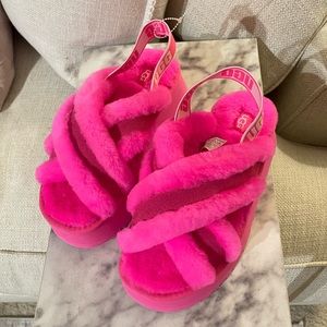 Women’s Pink Ugg®️ Fluff Yeah Platform Slides